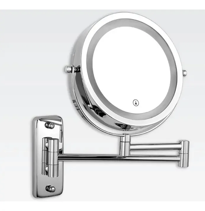 Espelhos Dupla Face Articulado Luz Maquiagem 1x7x Moldura Prateado