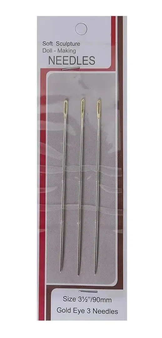 Kit 3 Agulhas Para Boneca 90mm Luli Aço Costura Artesanato