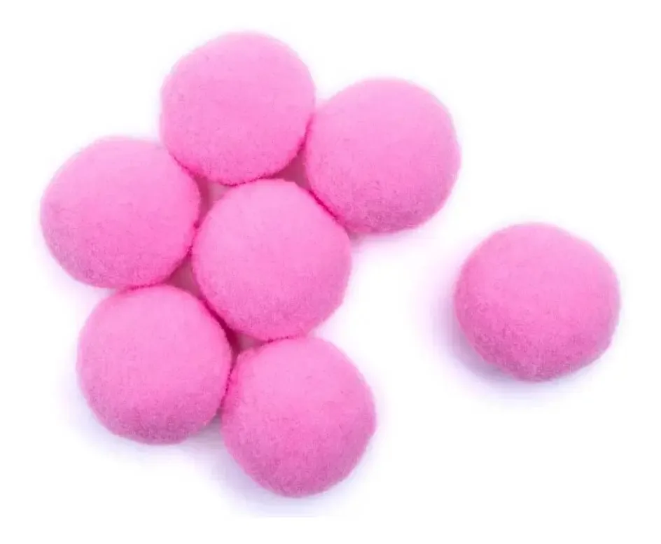 Pompom Luli de Poliéster Rosa Bebê para Artesanato
