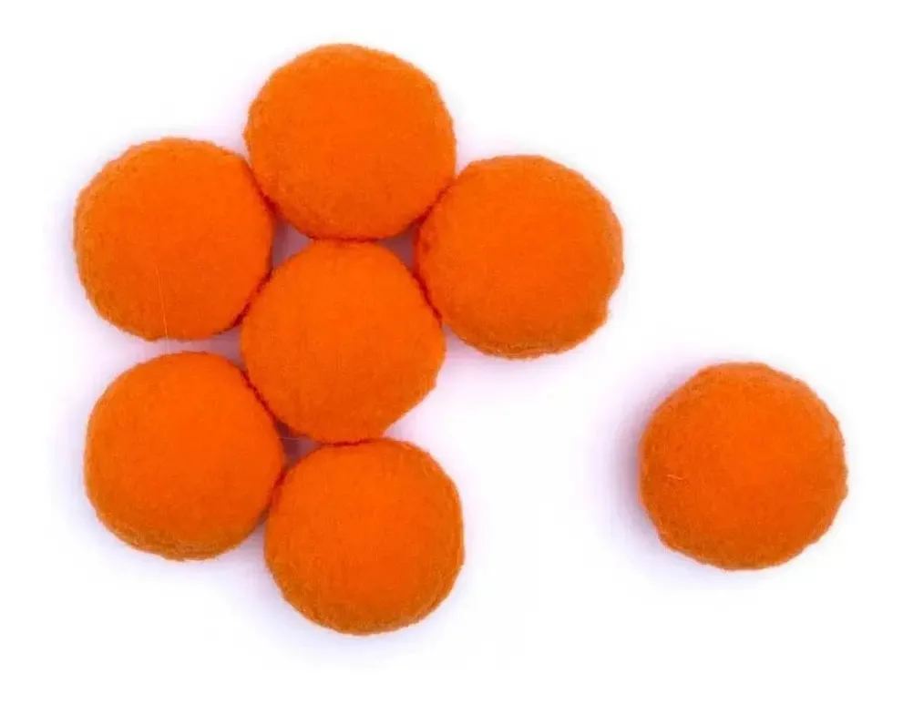 Pompom Luli Laranja de Poliéster 20mm, Pack com 50 Unidades