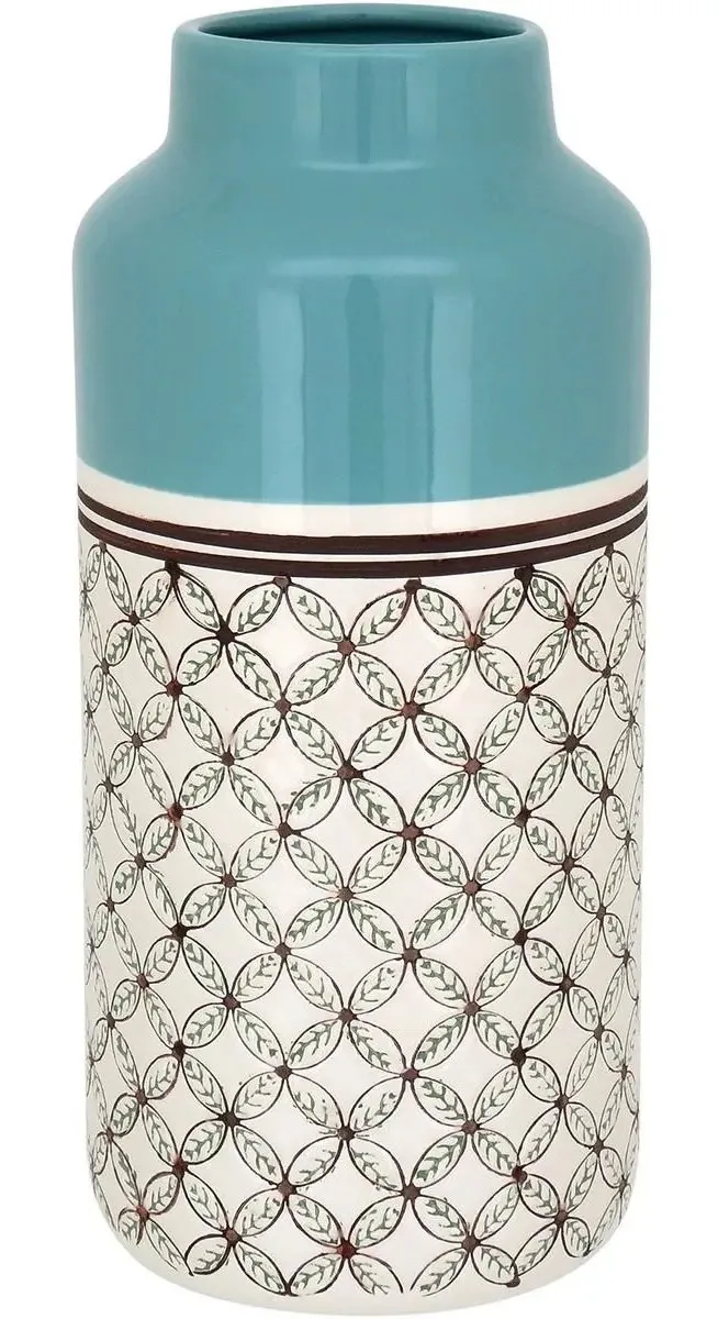 Clemence Vaso Decorativo 34x15x15cm Cerâmica Azul
