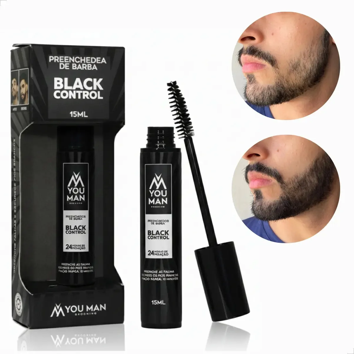 Preenchedor De Barba Black Control Preenche Falhas Duração 24h Com Vitaminas 15 Ml Dobro Do Mercado