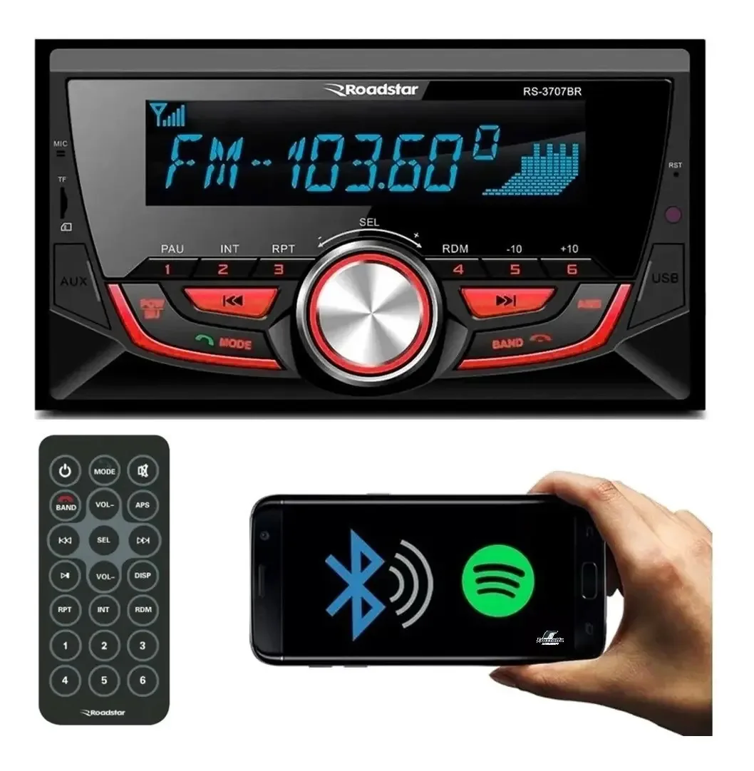 Som Automotivo Fm Bluetooth Double Din Rs-3707br Roadstar