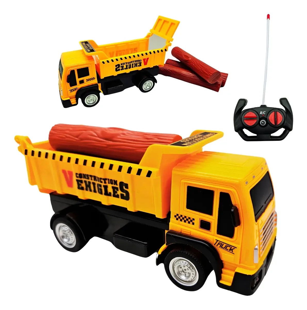 Caminhão de Construção de Controle Remoto Fun Game Amarelo e Preto