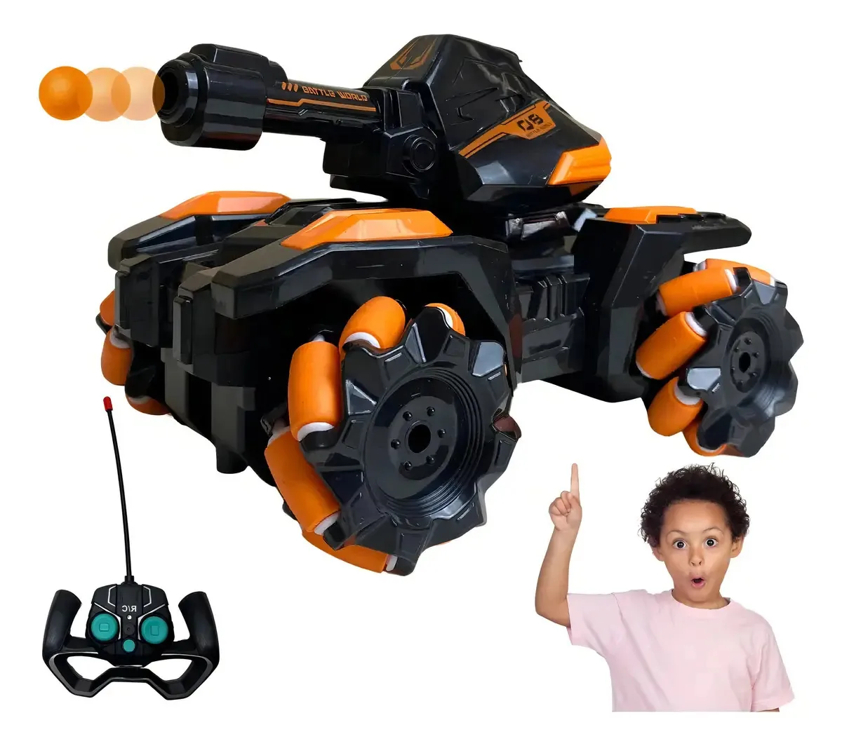 Carrinho Controle Remoto Tanque Guerra 1:16 Bolinhas Gel 15 km/h