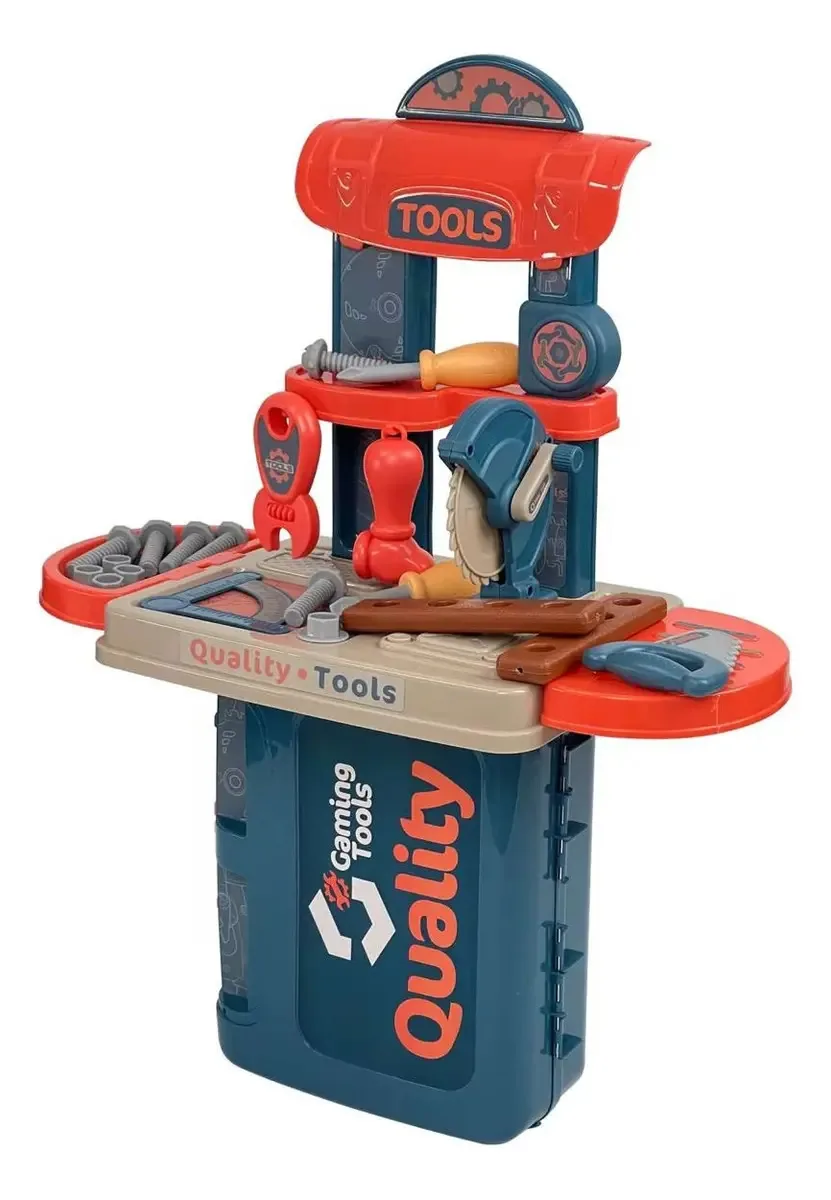 Bancada De Ferramentas Infantil Quality 53 Cm 21 Peças