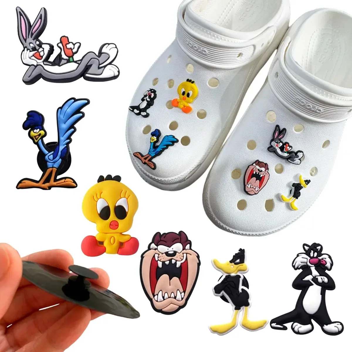 Kit 6 Pins Bottons Emborrachados Para Crocs - O Tema Cor Looney Tunes