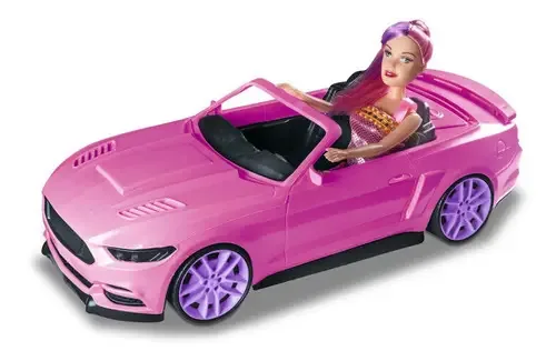Carrinho Rosa Conversível Com Boneca Compatível C/ Barbie