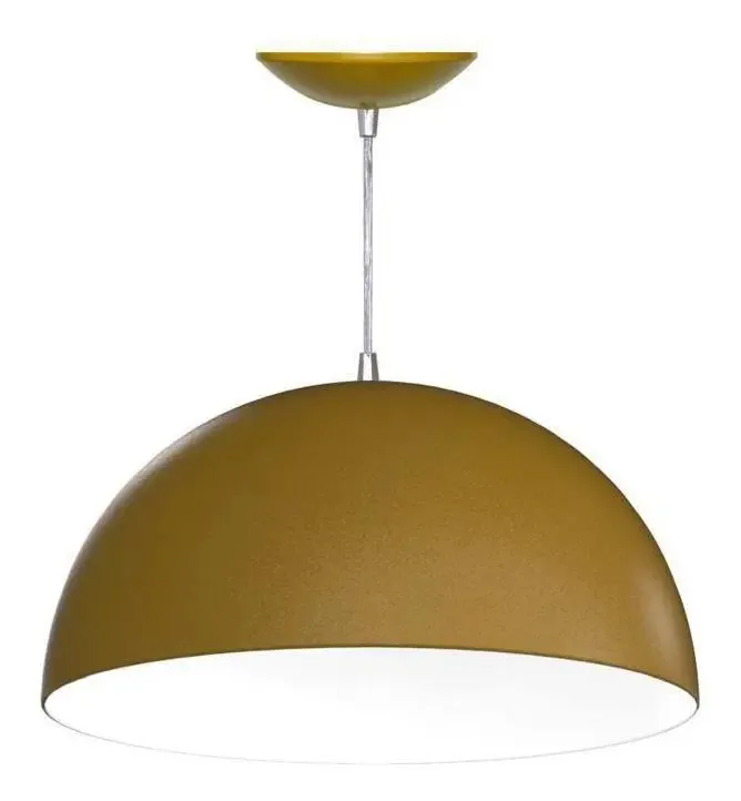 Pendente Meia Esfera De 50 Cm (dourado/ Branco)