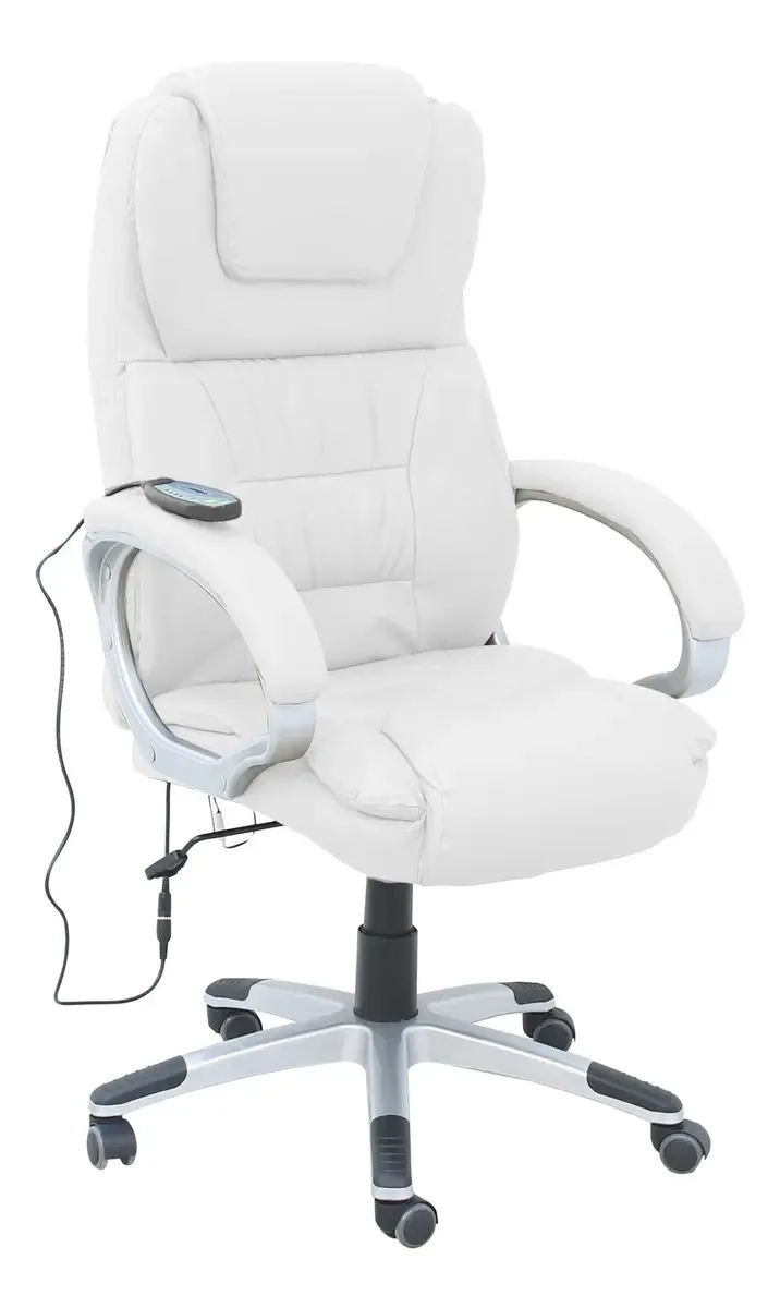 Cadeira Com Massagem E Aquecimento Presidente Luxo Cor Branco