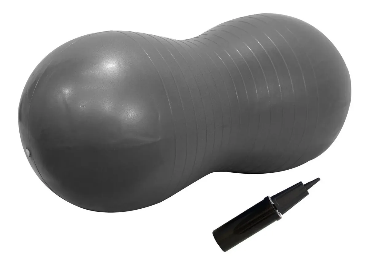 Bola Feijão Pilates Funcional Até 150kg E Bomba Inflável Cor Cinza