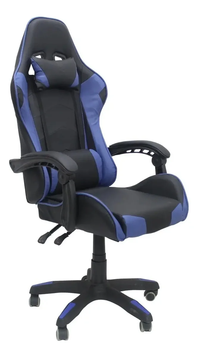Cadeira Gamer Base Giratória Reclinável Cor Azul