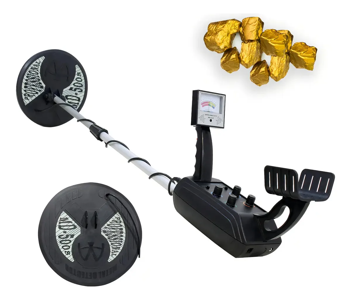 Detector Metais Profissional 5m Ouro Prata Cobre 2 Bobinas