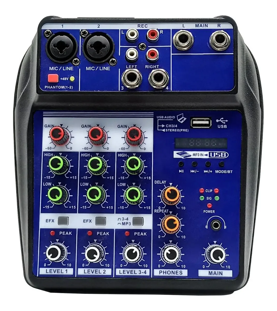 Mesa De Som Usb Mixer Mp3 Digital 4 Canais