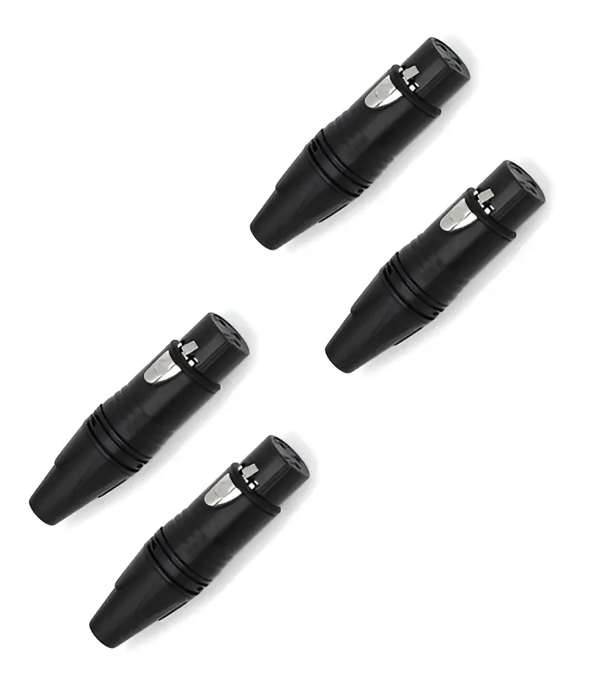 Kit com 3 Conectores XLR Fêmea Starcable Modelo 1 Preto