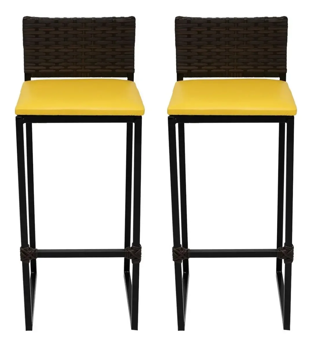 Banqueta Itagold 2 Unidades Alta Preto Aço Estofada Acabamento Da Estrutura Estrutura Preta Cor Amarelo
