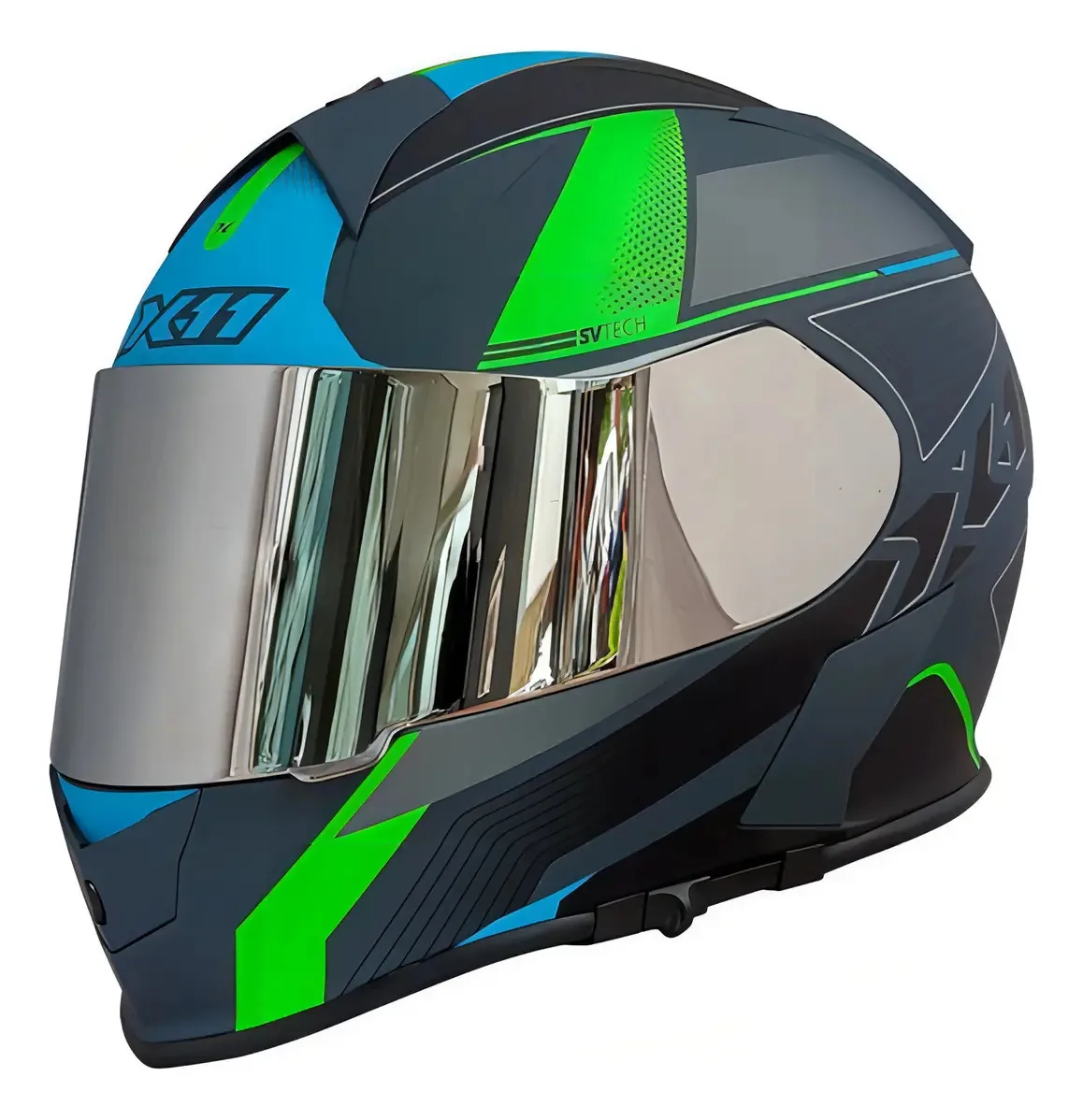 Capacete X11 Revo Pro Flagger Sv 2 Viseiras Verde Fosco 58