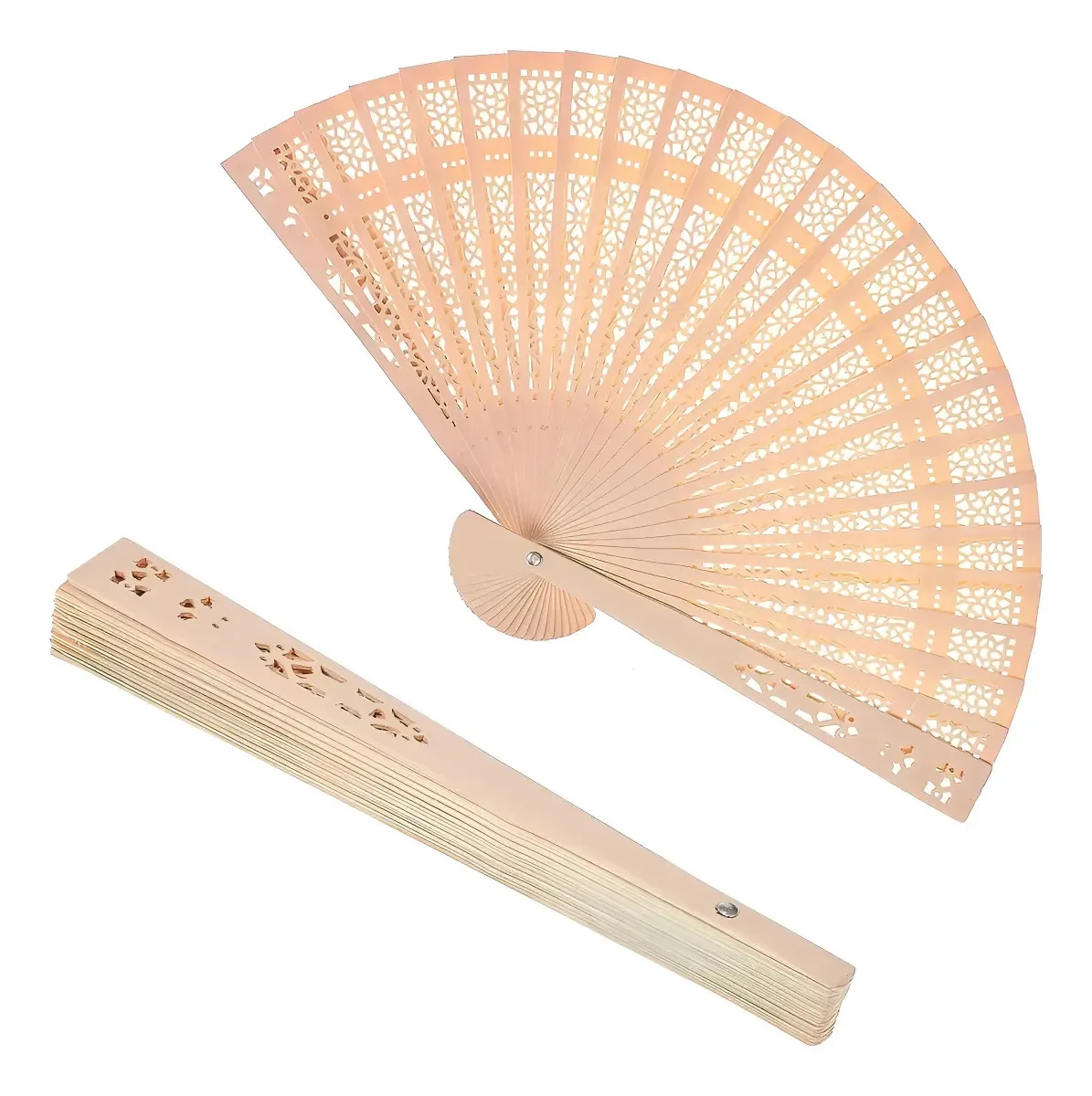 Leque Bambu Oriental 50 Pçs Madeira Natural Lembrancinha Casamento