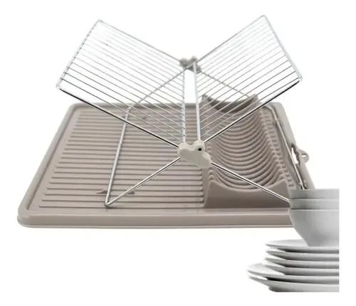 Escorredor De Louça Prato Dobrável Plástico E Inox 35 Cm