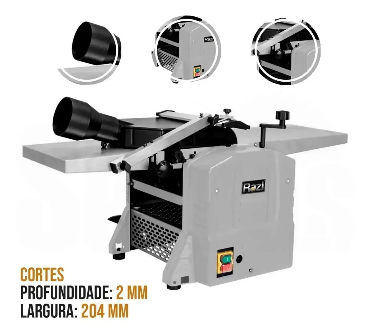 Plaina Desengrossadeira Desempenadeira 8 Pol 1500w Razi