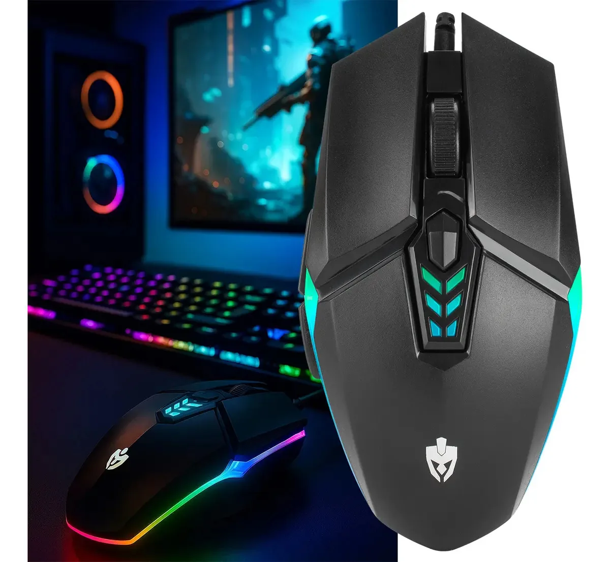 Mouse Gamer Evolut EG-113 RGB Óptico com 11 Botões e 3200 DPI