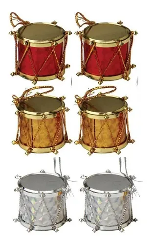 Kit 6 Enfeites Tambor Arvore Natal Decoração 3cm 3 Cores