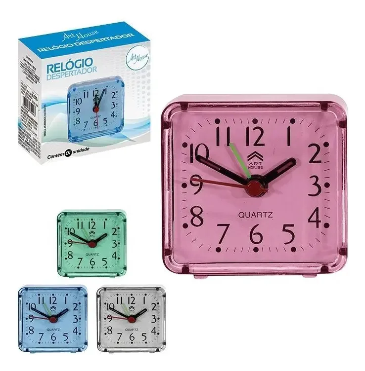 Relogio Despertador Mini Acrilico Quadrado 831094 Issam