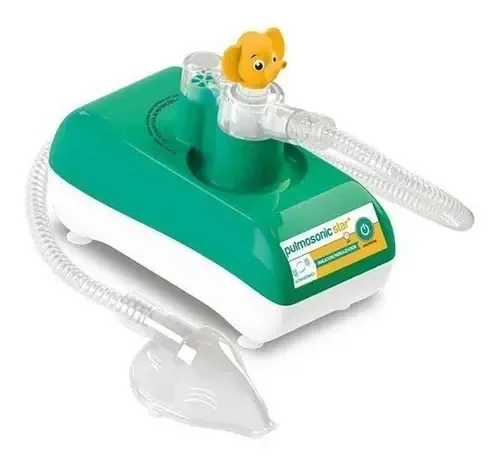 Nebulizador Ultrassônico Silencioso Soniclear Pulmosonic Verde Com Acessórios