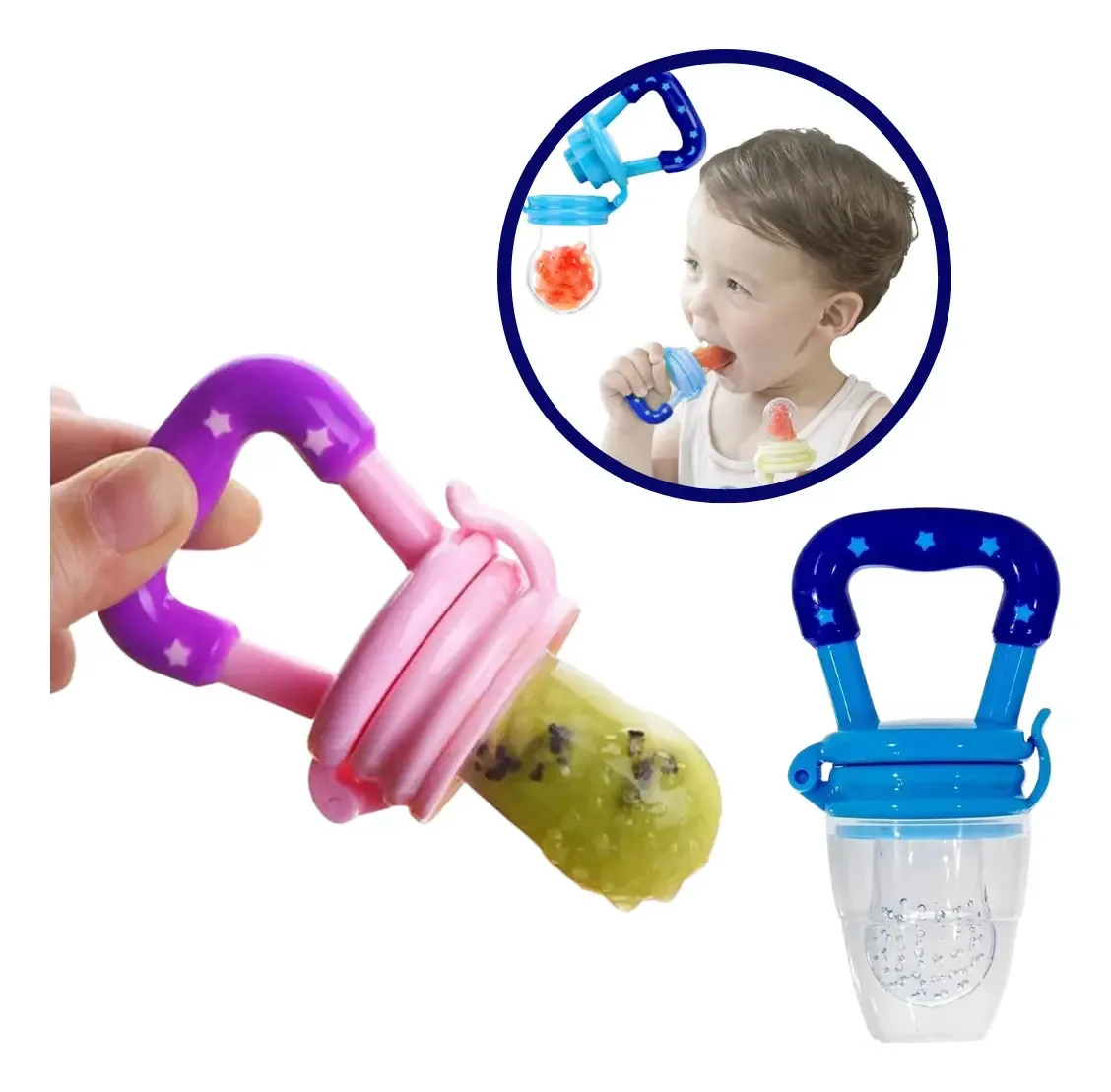 Chupeta Alimentadora de Silicone Art Baby para Frutas, Azul