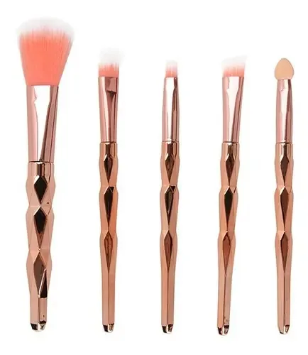 Kit Pincéis Maquiagem Art Beauty Dourado 5 Peças