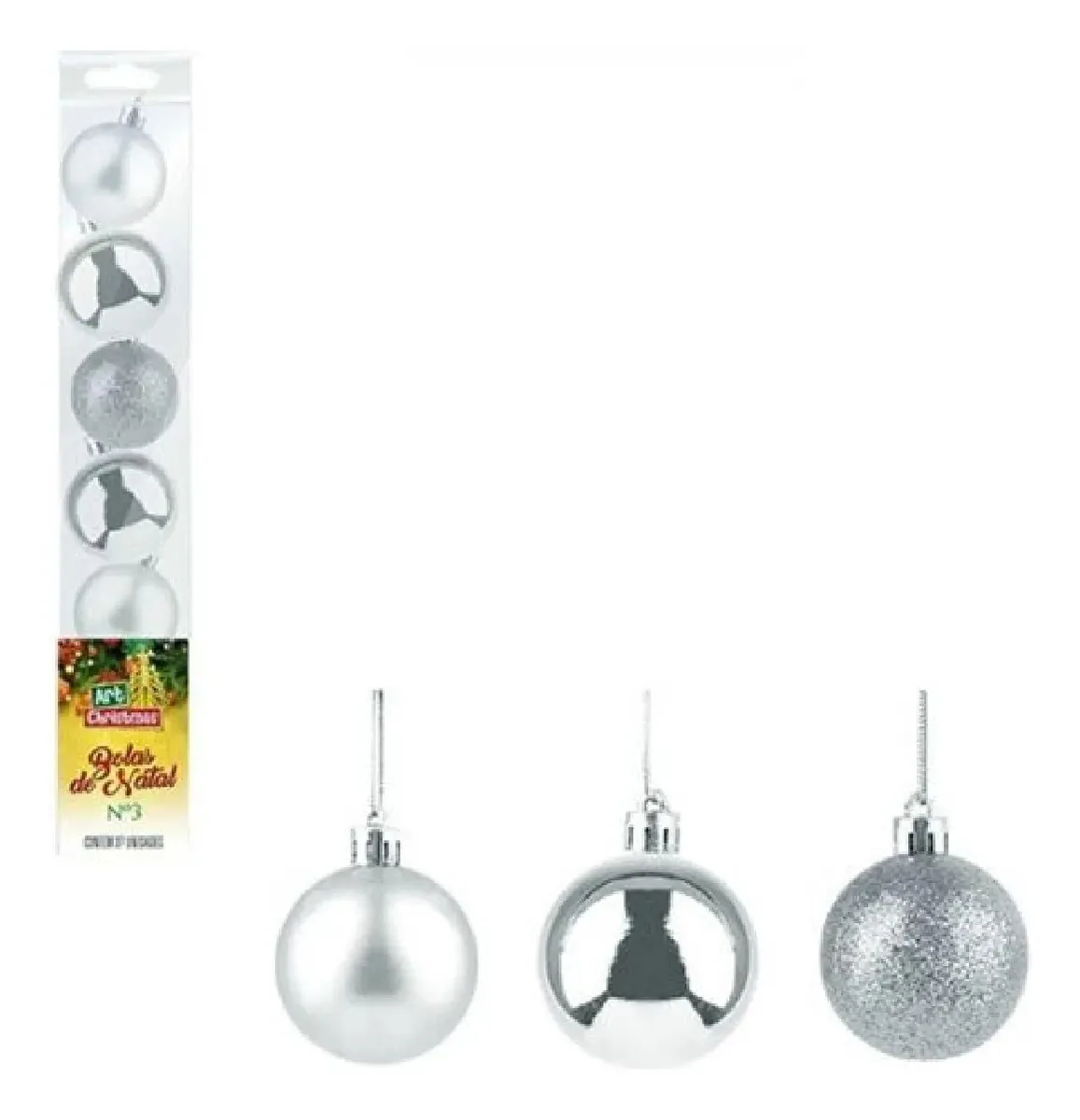 Bolas Natalinas Tb Prateada Lisa Mista 2,5cm Mini 8 Peça Cor Prateado