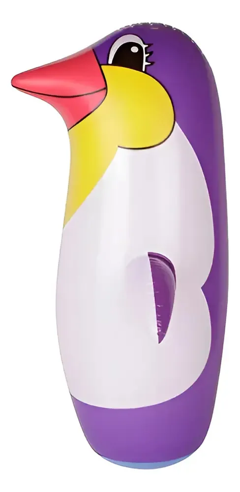 Brinquedo Boneco Teimoso Inflável João Bobo Pinguim 70cm Roxo