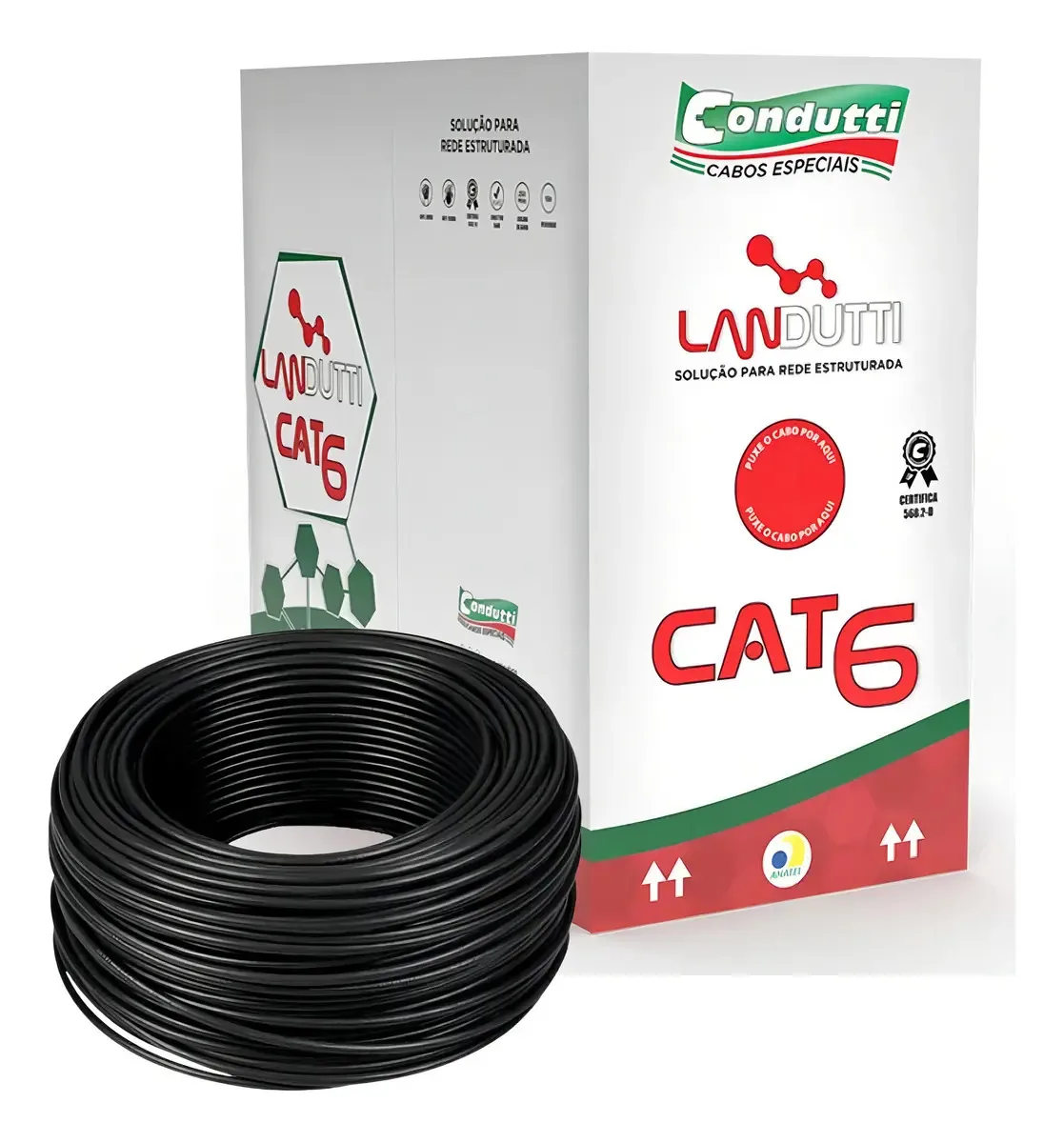 Cabo De Rede Cat6 Cmx Landutti 4px23awg 305m Preto
