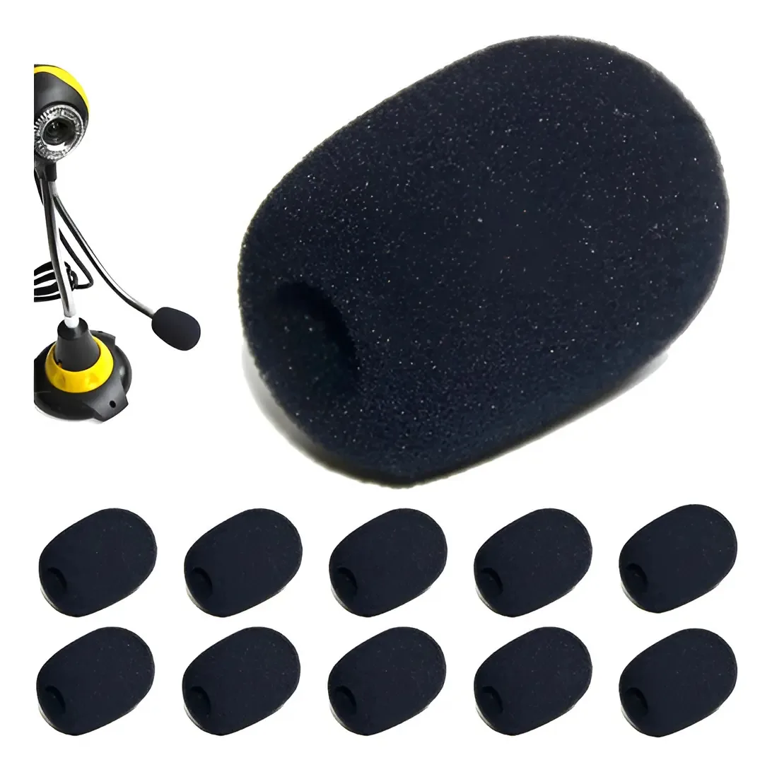 Kit 10 Espumas Microfone Lapela Headset Filtro Protetor Cor Preto