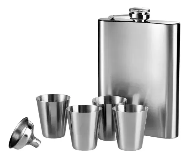 Cantil Inox Copos E Funil Prateado