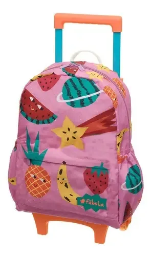 Mala Infantil Carrinho Fábula Zumzum Planeta Fruta Cor Rosa