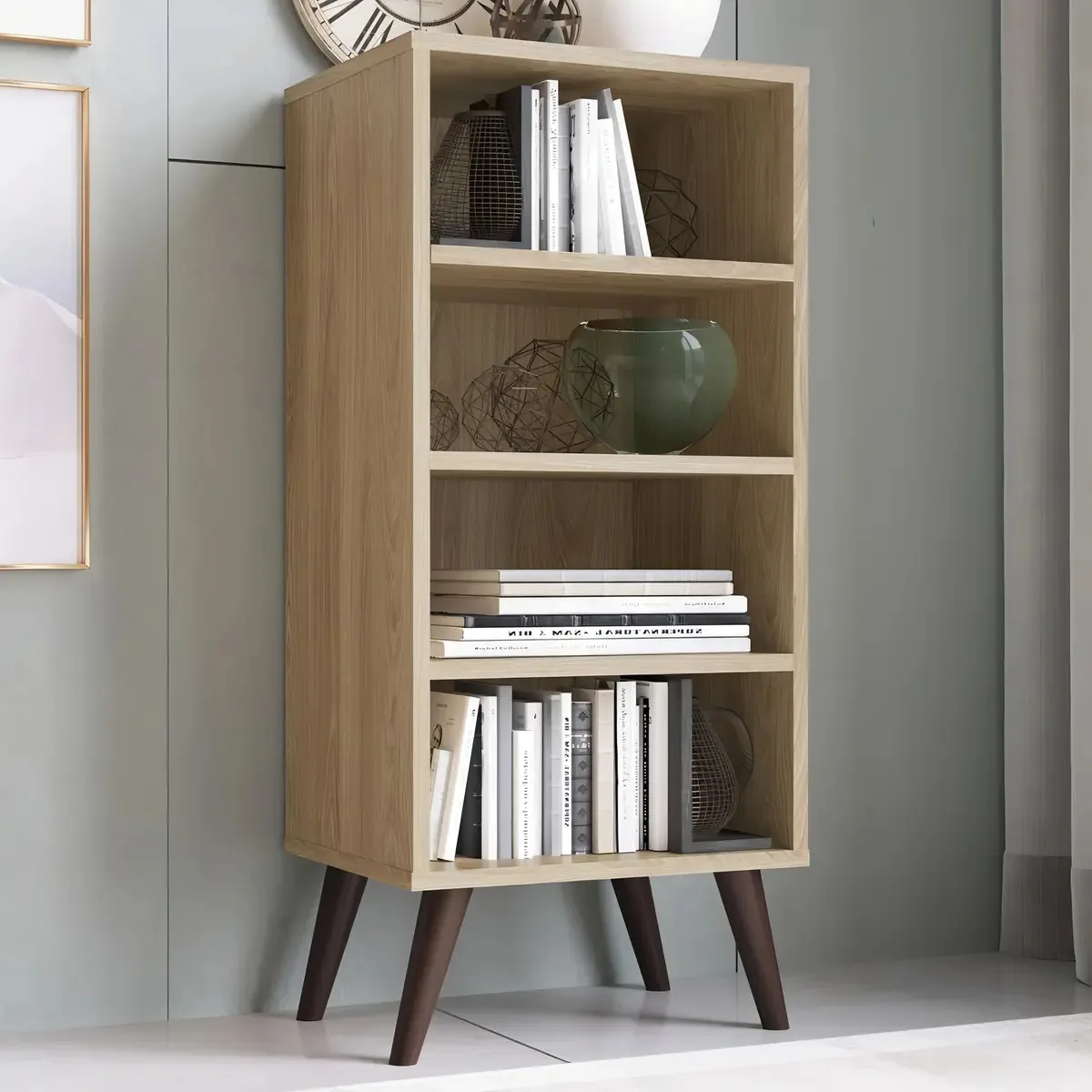 Estante Para Livros 3 Prateleiras Est100 Oak Cor Marrom