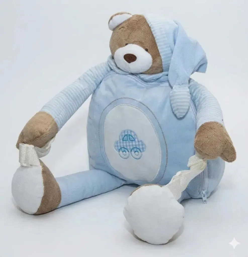 Mochila De Bebê Ursinho Nino Azul Zip Toys