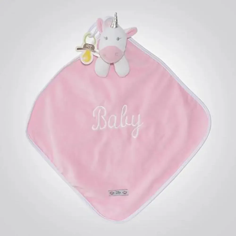 Naninha Blanket Zip Toys Cetim Unicórnio Rosa