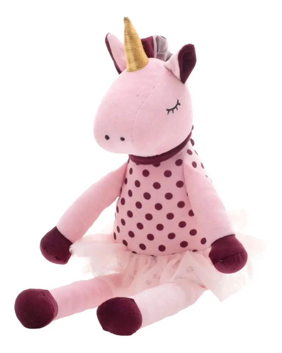 Boneco Pelúcia Unicórnio Bailarina Rosa E Vinho - Zip Toys