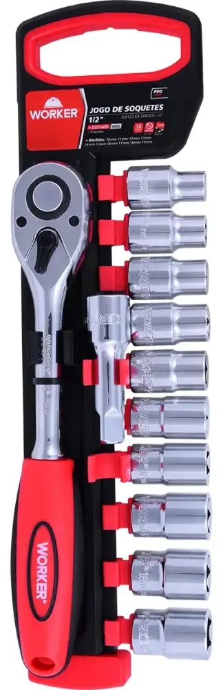 Chave Catraca Jogo De Soquete 1/2 Worker Vermelho Torx 973220