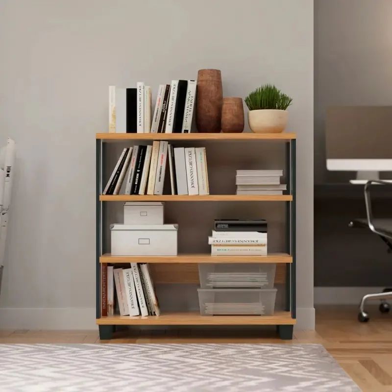 Estante Para Livros 4 Prateleiras Industrial Cor Marrom