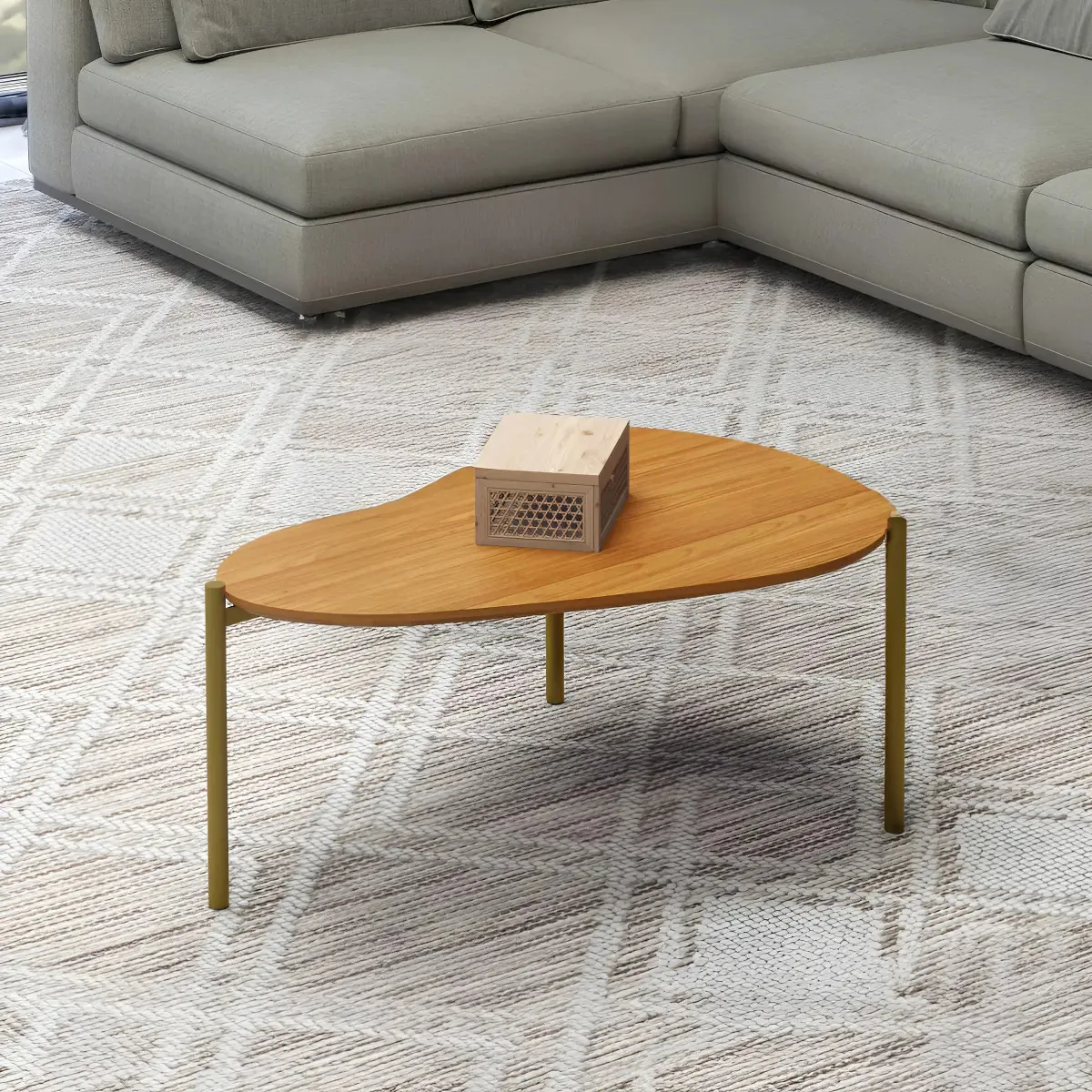 Mesa De Centro Orgânica Mdf 70cm Freijó
