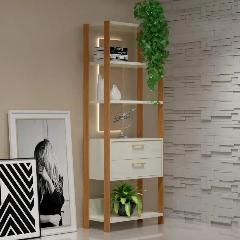 Estante Para Livros 2 Gavetas Industrial Cor Branco
