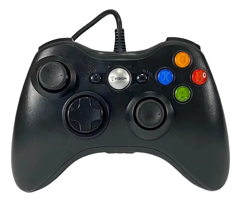 Controle com Fio Vision para Xbox 360 e PC, Preto