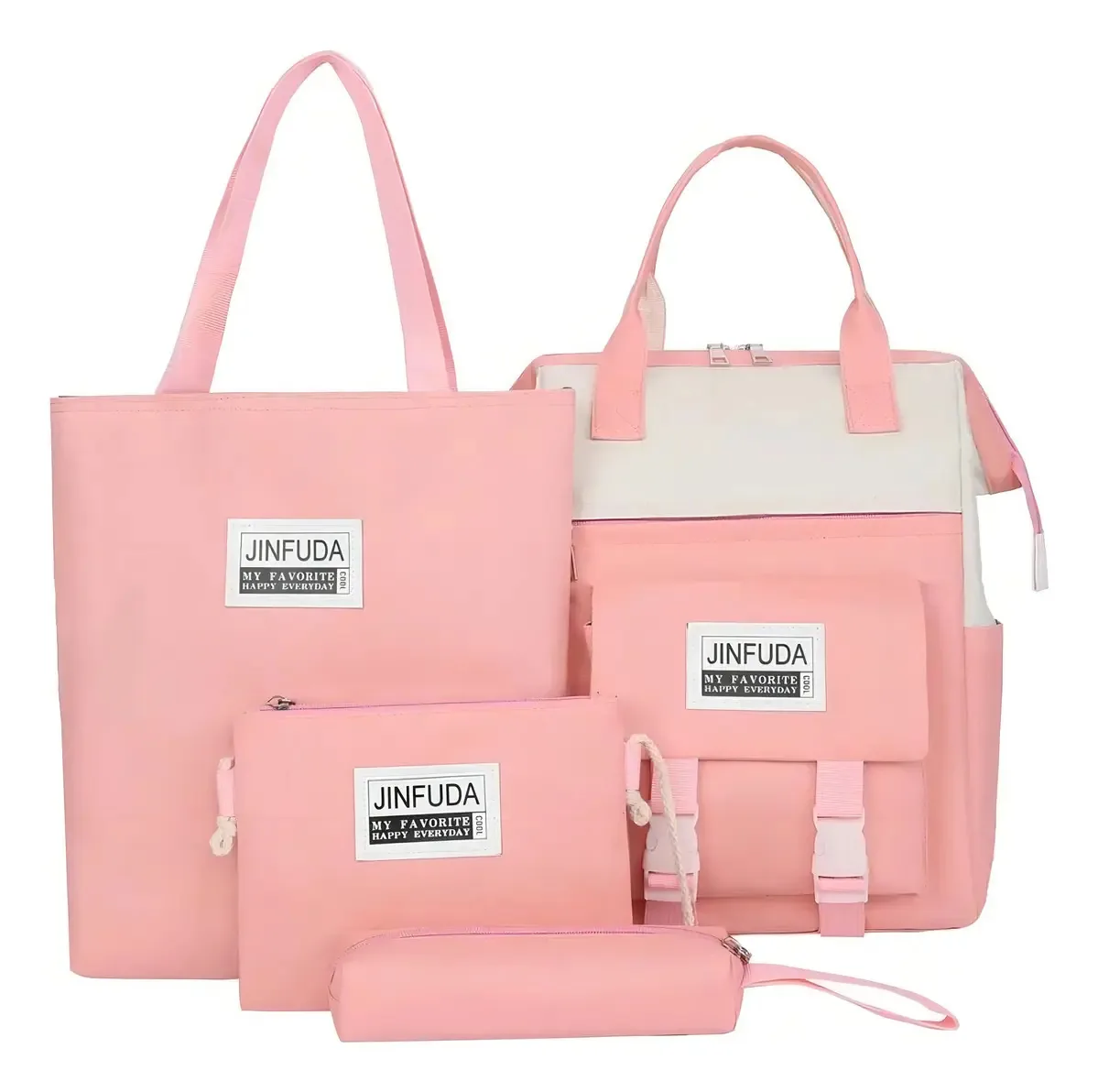 Kit Bolsa Mochila Maternidade Menina Rosa 4 Peças