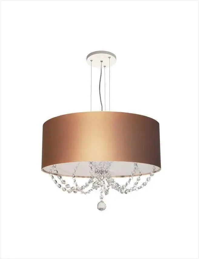 Lustre Pendente Com Cristal 40cm Cobre