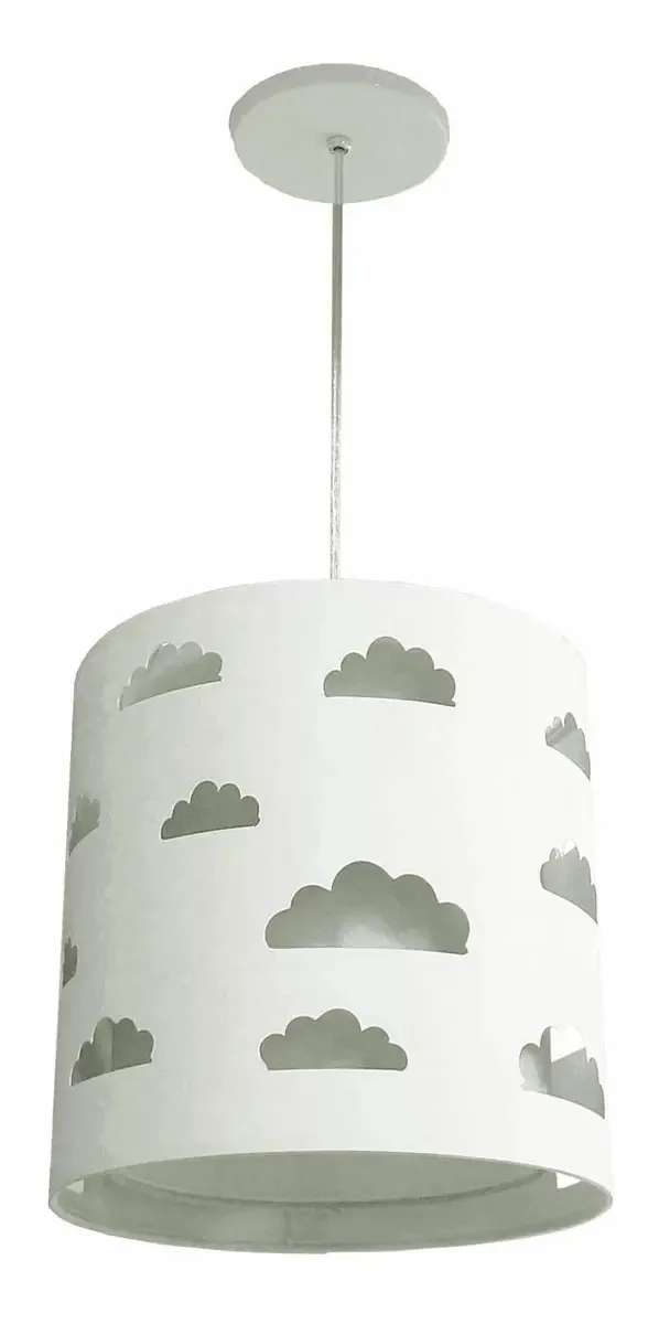 Lustre Pendente Infantil Nuvem Branco Bivolt 25x25cm