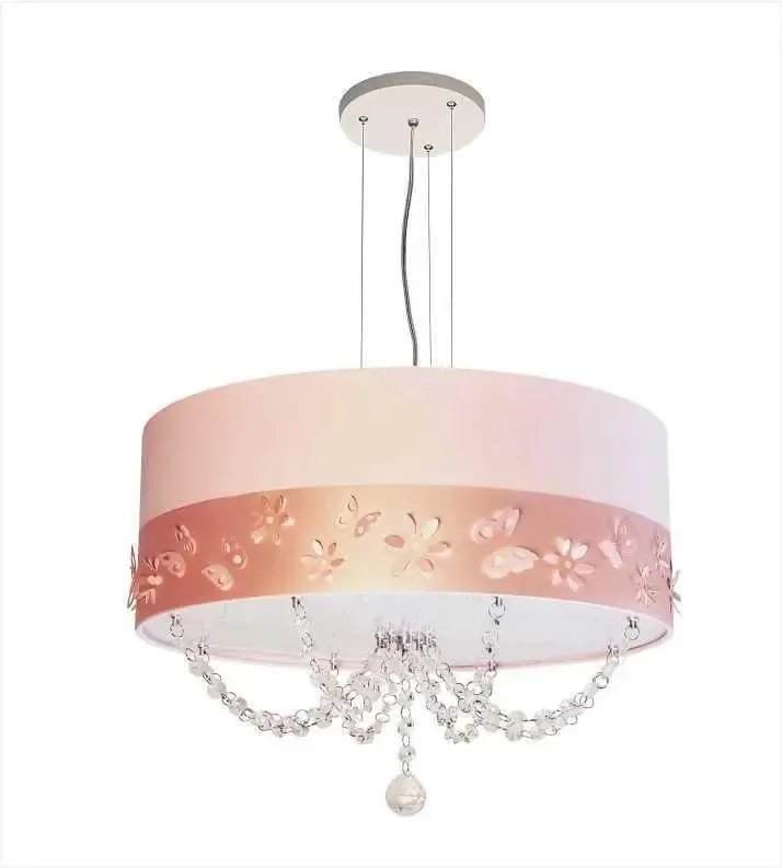 Luminária Flores E Borboletas Rosa Bebê 2 Lâmpadas Led