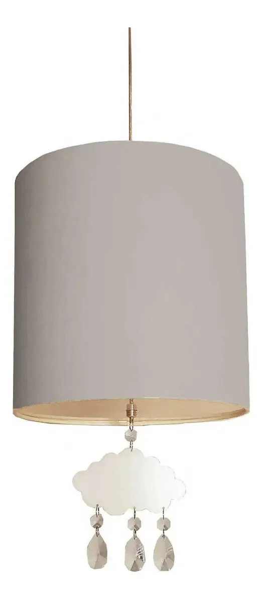Lustre Pendente Infantil Nuvens Com 1 Ping 25x25 Cinza